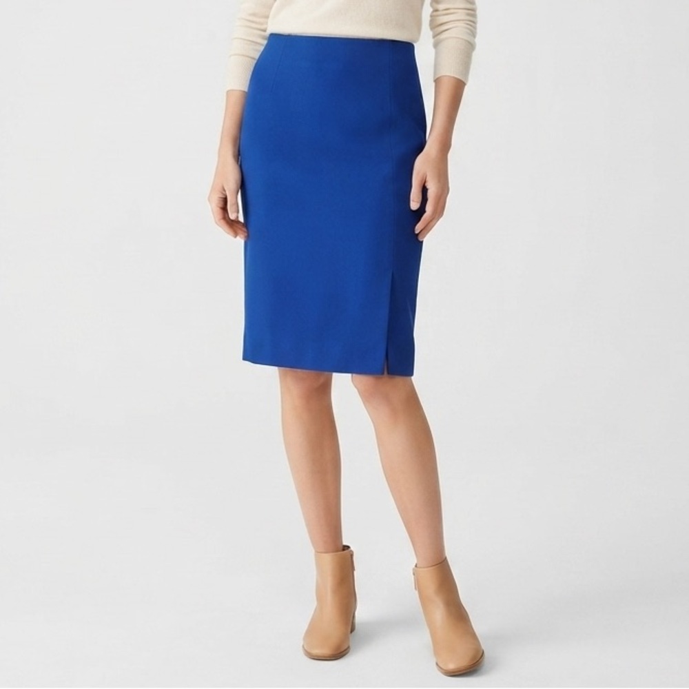 Wool Italian Flannel TALBOTS Royal Blue Pencil Skirt Modern Capsule Wardrobe